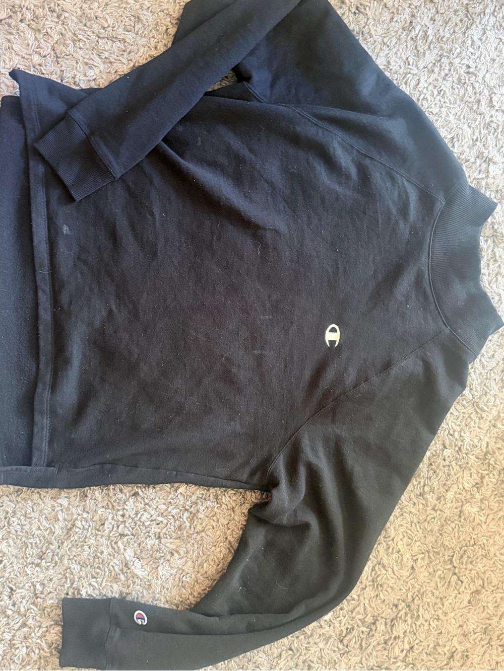 Champion Black Sweatshirt with Red-White-Blue Trim